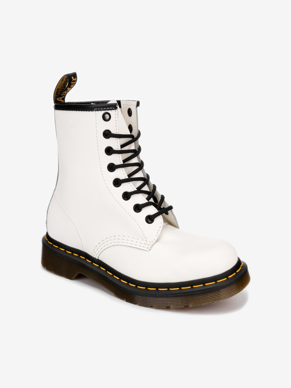 Dr. Martens Λευκές γυναικείες δερμάτινες μπότες αστραγάλου Dr. Martens 1460