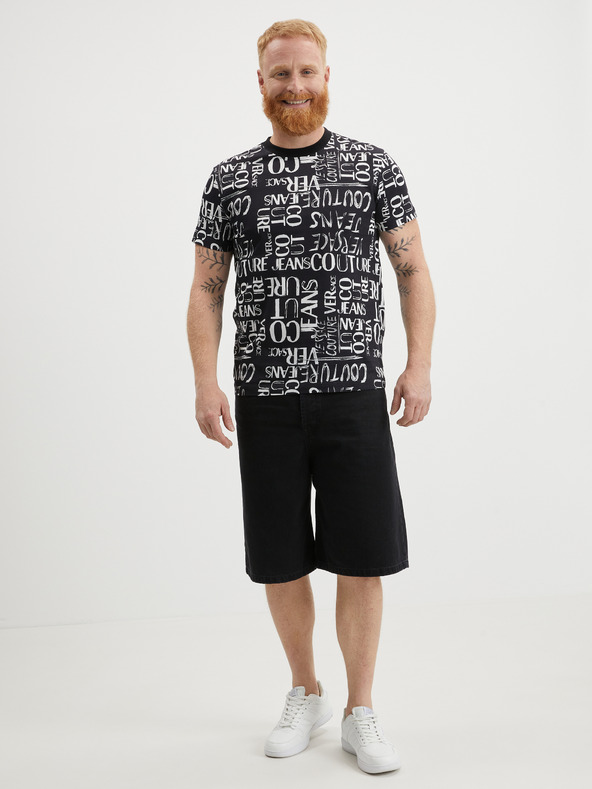 Versace Jeans Couture Μαύρο ανδρικό μπλουζάκι με σχέδιο Versace Jeans Couture