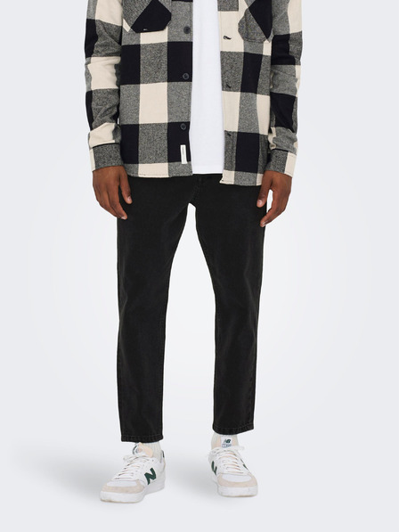 ONLY & SONS Μαύρο cropped straight fit τζιν ΜΟΝΟ & SONS Avi