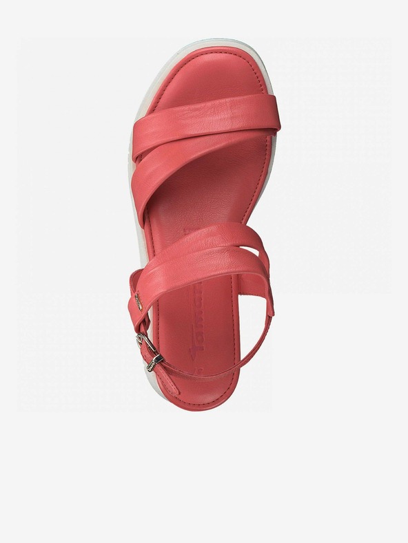 Tamaris Κοραλλί γυναικεία δερμάτινα πέδιλα Tamaris