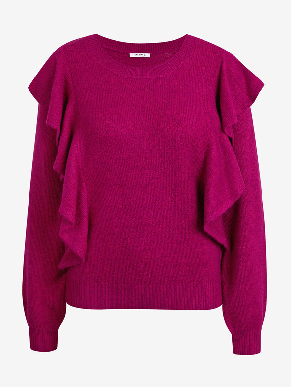Orsay Ροζ σκούρο γυναικείο πουλόβερ με βολάν ORSAY