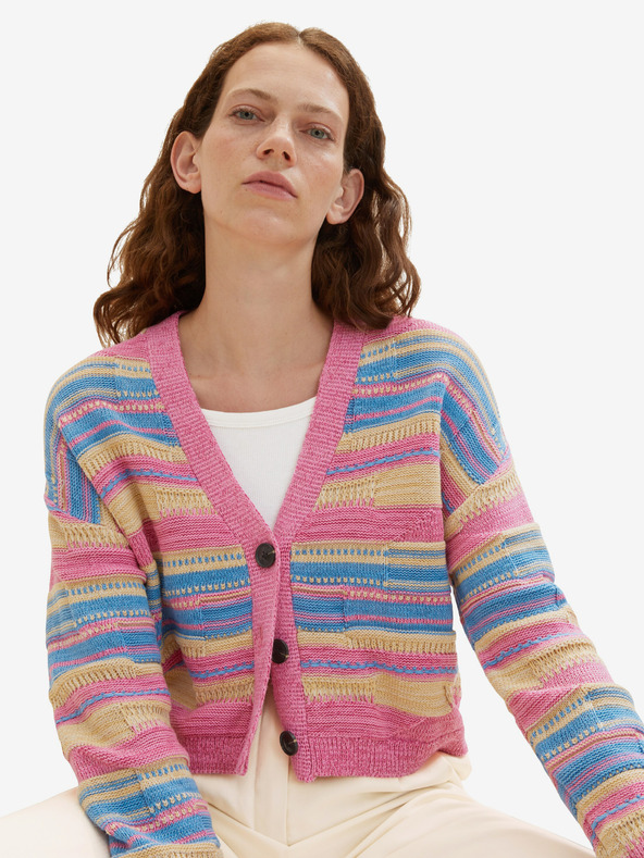 Tom Tailor Γυναικείο ριγέ πουλόβερ Tom Tailor ροζ