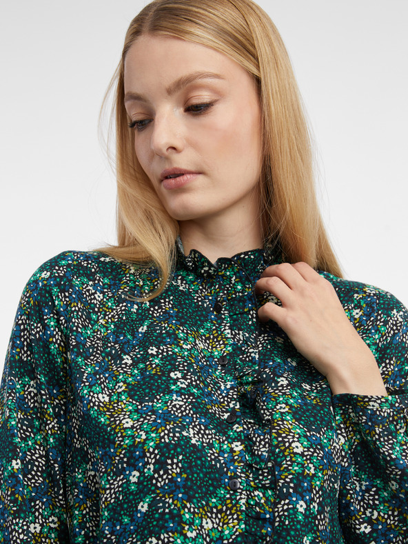 Orsay Σκούρο πράσινη γυναικεία φλοράλ μπλούζα ORSAY