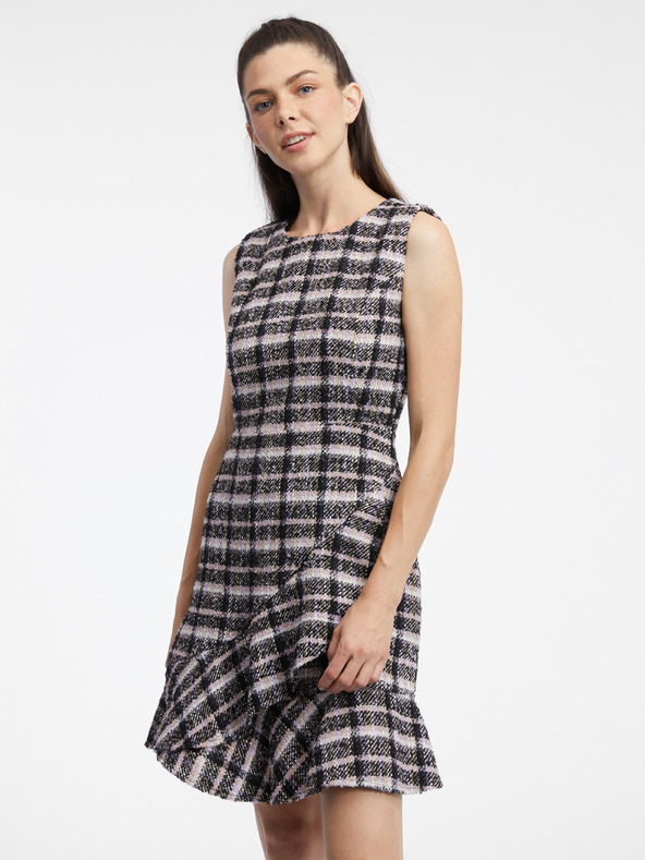 Orsay Ροζ και μαύρο γυναικείο φόρεμα από τουίντ ORSAY