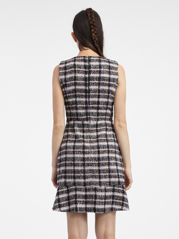 Orsay Ροζ και μαύρο γυναικείο φόρεμα από τουίντ ORSAY