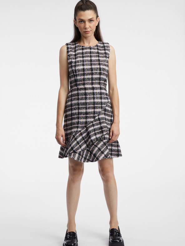 Orsay Ροζ και μαύρο γυναικείο φόρεμα από τουίντ ORSAY