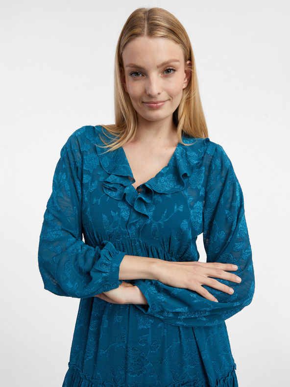 Orsay ORSAY μπλε γυναικείο φλοράλ μίντι φόρεμα