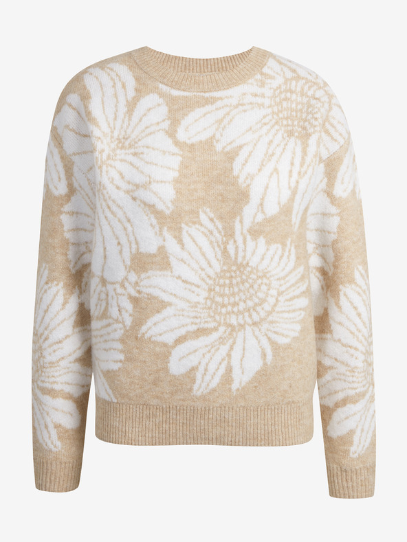 Orsay Λευκό και μπεζ γυναικείο φλοράλ πουλόβερ ORSAY