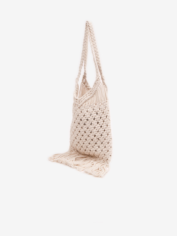 Orsay Λευκή γυναικεία πλεκτή τσάντα με λεπτομέρεια κροκόδειλου ORSAY