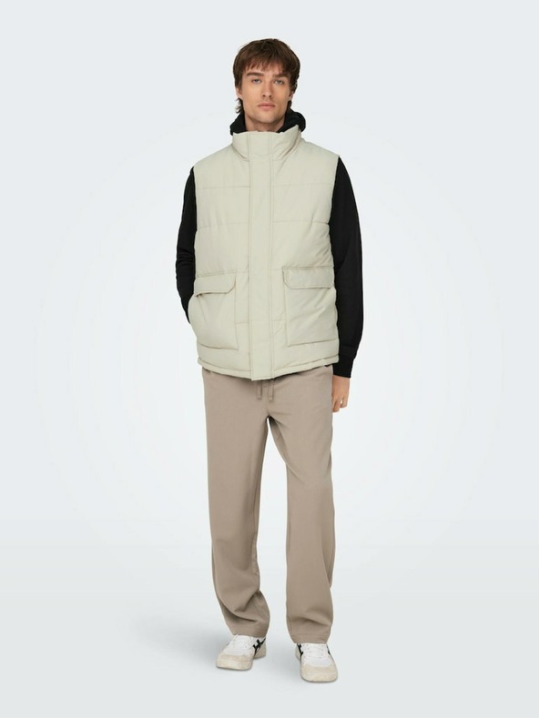 ONLY & SONS Ανοιχτό γκρι ανδρικό καπιτονέ μπουφάν ONLY & SONS Carl