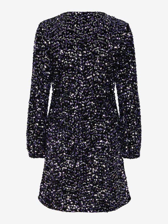 Pieces Μαύρο γυναικείο φόρεμα με παγιέτες Pieces Kam