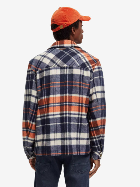 Scotch & Soda Μπλε ανδρικό πουκάμισο ελαφρύ μπουφάν με μάλλινο μείγμα Scotch & Soda