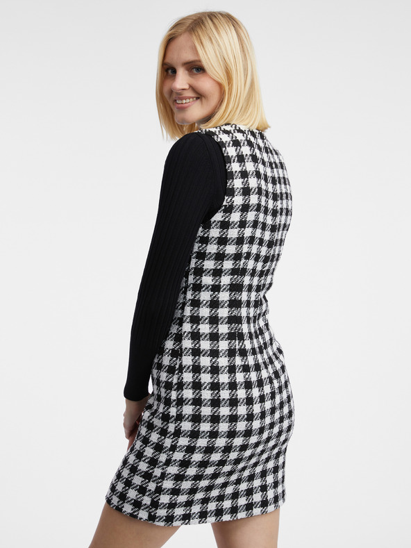 Orsay ORSAY Λευκό και μαύρο γυναικείο καρό φόρεμα
