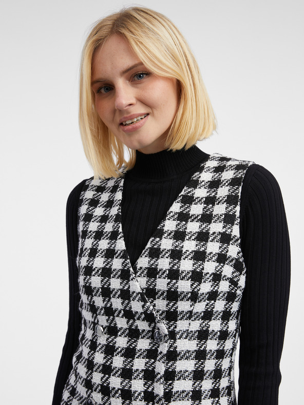 Orsay ORSAY Λευκό και μαύρο γυναικείο καρό φόρεμα