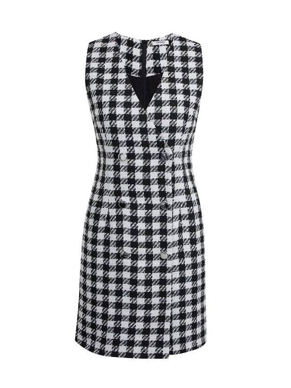 Orsay ORSAY Λευκό και μαύρο γυναικείο καρό φόρεμα