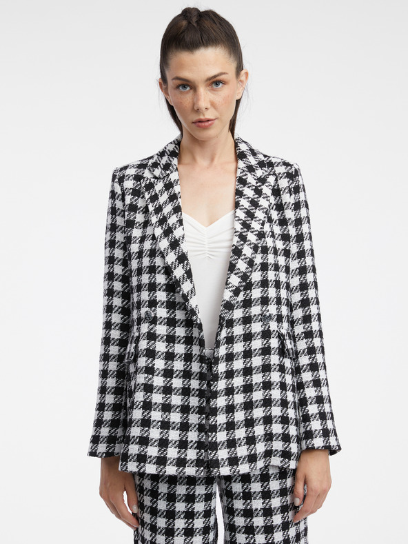 Orsay Λευκό και μαύρο γυναικείο καρό σακάκι ORSAY
