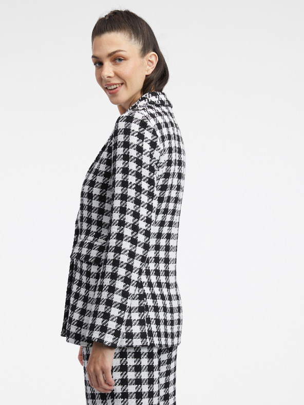 Orsay Λευκό και μαύρο γυναικείο καρό σακάκι ORSAY