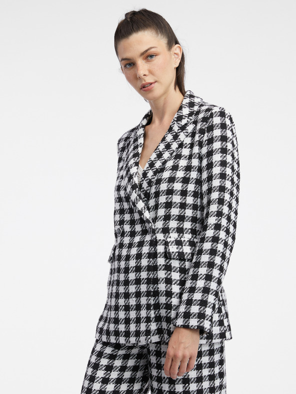 Orsay Λευκό και μαύρο γυναικείο καρό σακάκι ORSAY