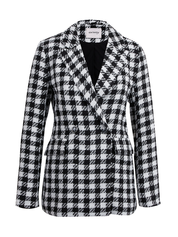 Orsay Λευκό και μαύρο γυναικείο καρό σακάκι ORSAY