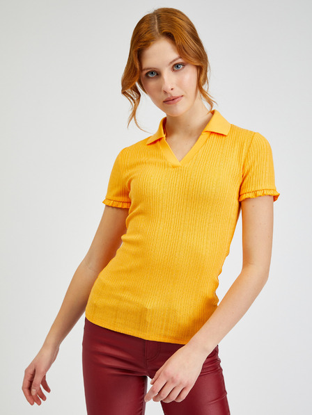 Orsay Κίτρινο γυναικείο ριγέ polo t-shirt ORSAY