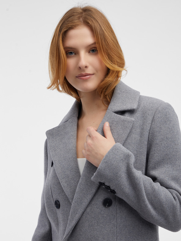 Orsay ORSAY Γκρι Γυναικείο καπιτονέ παλτό με γούνα