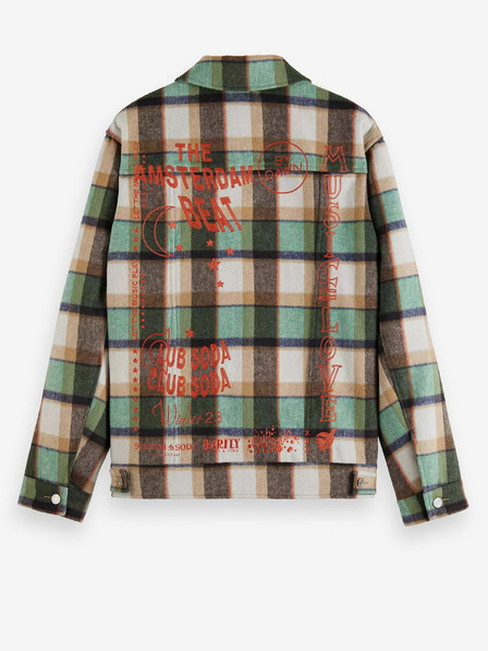 Scotch & Soda Καφέ & πράσινο ανδρικό σακάκι από μάλλινο πουκάμισο Scotch & Soda