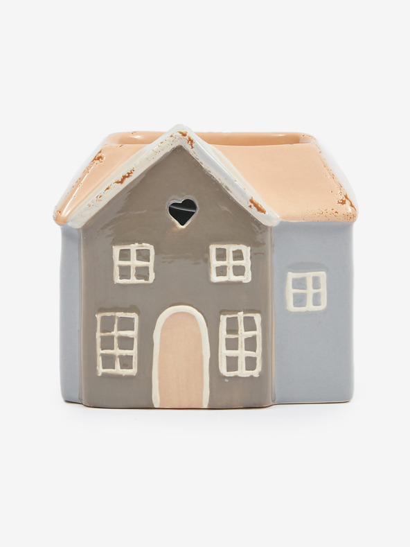 SIFCON Κόκκινο και γκρι κεραμικό σπιτάκι σε σχήμα 13x12 SIFCON λαμπτήρας αρωματοθεραπείας