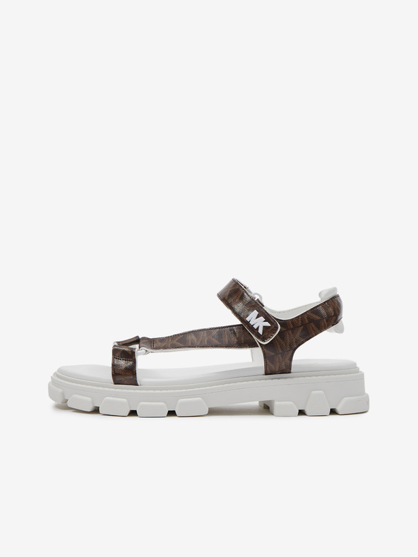 Michael Kors Λευκά και καφέ γυναικεία πέδιλα Michael Kors Ridley με μοτίβο