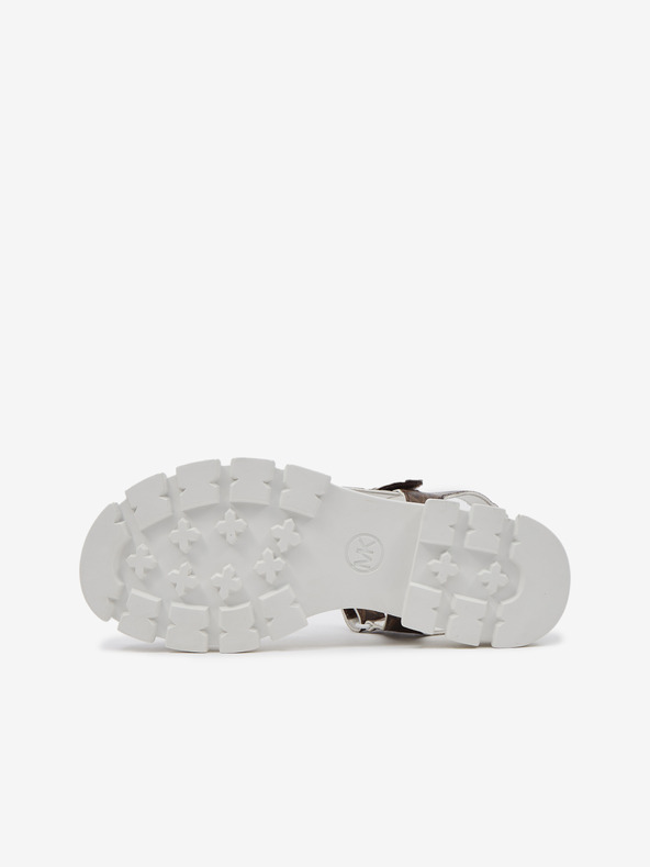 Michael Kors Λευκά και καφέ γυναικεία πέδιλα Michael Kors Ridley με μοτίβο