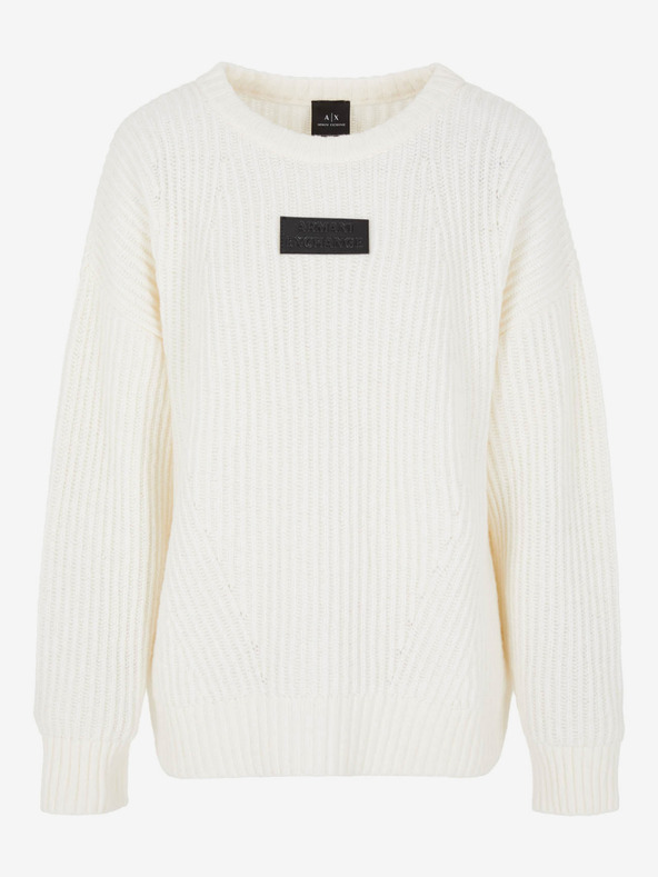 Armani Exchange Γυναικείο μάλλινο πουλόβερ Armani Exchange σε κρεμ χρώμα