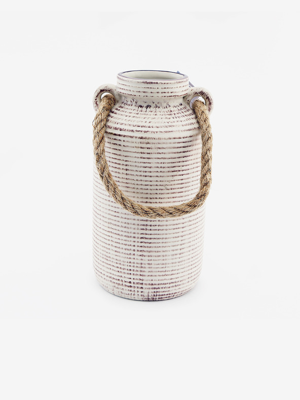 SIFCON Μικρό πήλινο βάζο με λαβή από σχοινί SIFCON