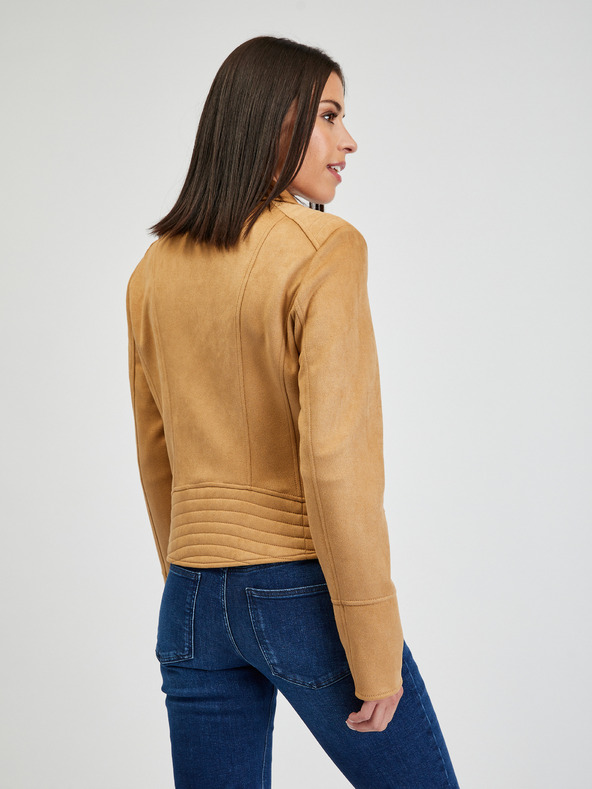 Orsay ORSAY Tina ανοιχτό καφέ γυναικείο σακάκι με καμπύλη και σουέτ φινίρισμα