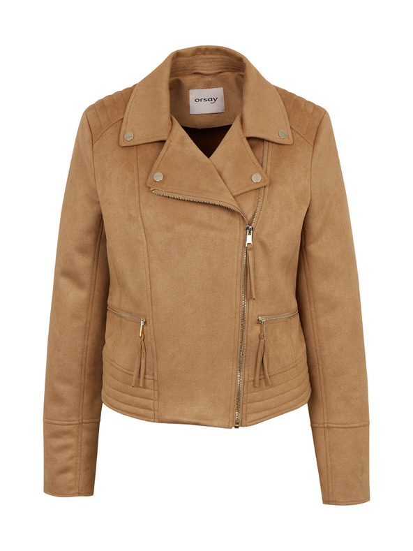 Orsay ORSAY Tina ανοιχτό καφέ γυναικείο σακάκι με καμπύλη και σουέτ φινίρισμα