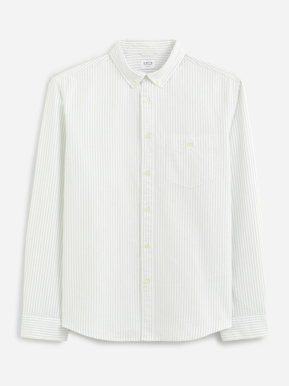 Celio Ανοιχτό πράσινο ανδρικό ριγέ πουκάμισο Celio Caoxfordy