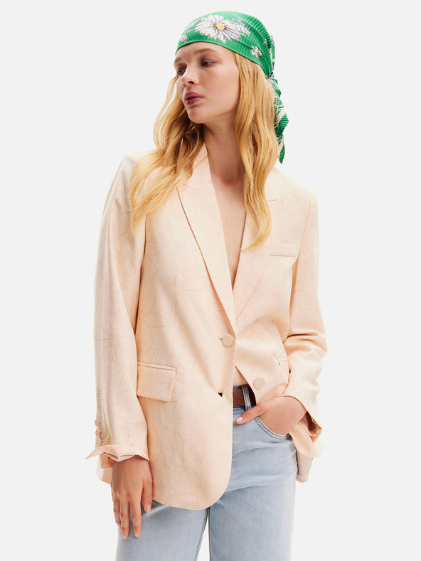 Desigual Βερικοκί γυναικείο floral μπουφάν Elbert της Desigual