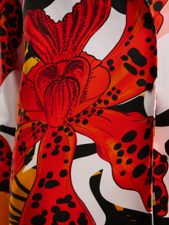 Desigual Κόκκινη και ροζ γυναικεία μεταξωτή μπλούζα με σχέδια Desigual Ericeira Lacroix