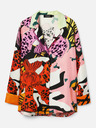 Desigual Κόκκινη και ροζ γυναικεία μεταξωτή μπλούζα με σχέδια Desigual Ericeira Lacroix