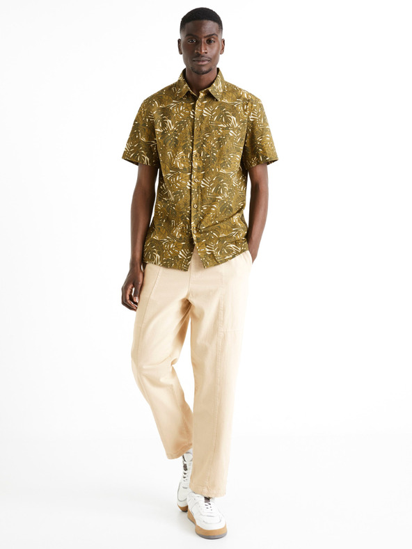 Celio Χακί ανδρικό πουκάμισο με σχέδιο Celio Daprinti