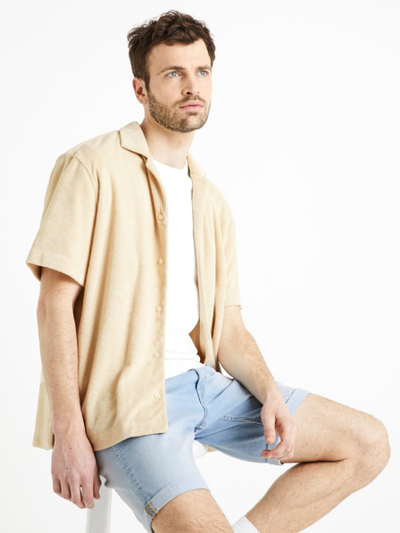Celio Μπεζ ανδρικό πουκάμισο Celio Dabob