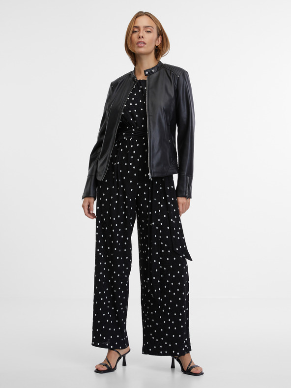 Orsay Μαύρο γυναικείο δερμάτινο μπουφάν ORSAY