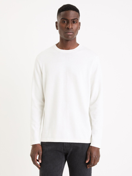 Celio Λευκό ανδρικό βασικό πουλόβερ Celio Gewells
