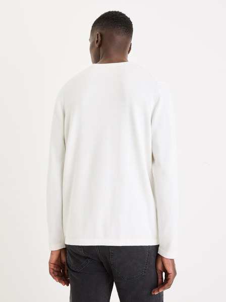 Celio Λευκό ανδρικό βασικό πουλόβερ Celio Gewells