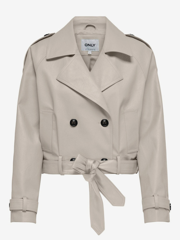 ONLY Γυναικείο δερμάτινο μπουφάν ΜΟΝΟ Vera Cream