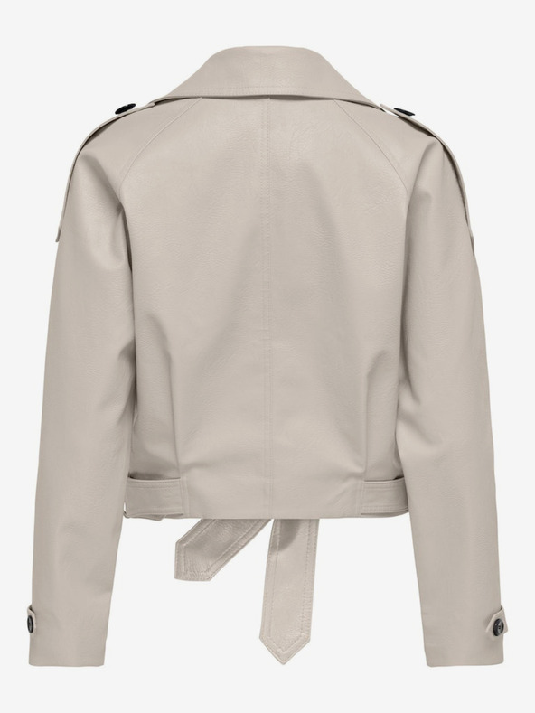 ONLY Γυναικείο δερμάτινο μπουφάν ΜΟΝΟ Vera Cream