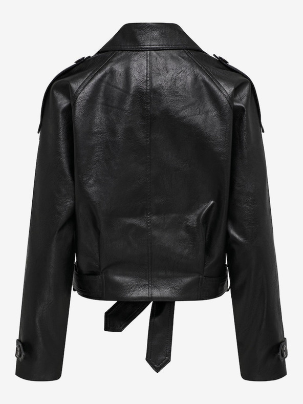 ONLY Μαύρο γυναικείο δερμάτινο μπουφάν ΜΟΝΟ Vera