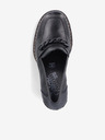 Rieker Μαύρα γυναικεία δερμάτινα loafers με τακούνι Rieker