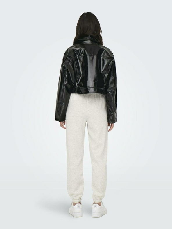 ONLY Μαύρο γυναικείο δερμάτινο μπουφάν ONLY Simone