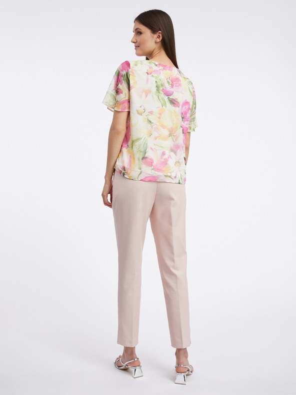 Orsay Ροζ και λευκή γυναικεία φλοράλ μπλούζα ORSAY