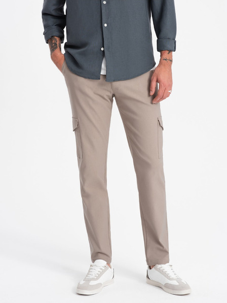 Ombre Clothing Μπεζ ανδρικό παντελόνι Cargo Ombre Ρούχα