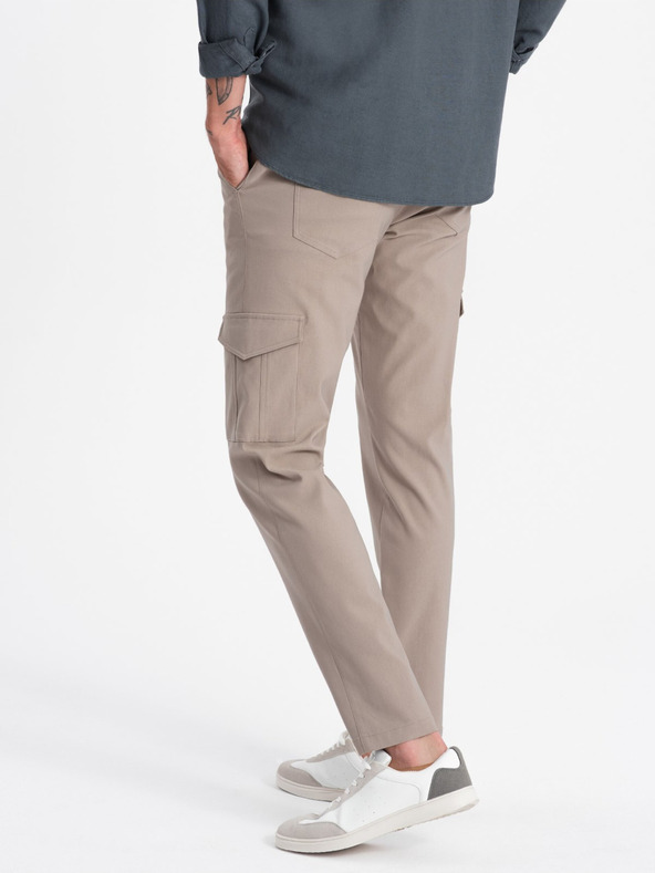 Ombre Clothing Μπεζ ανδρικό παντελόνι Cargo Ombre Ρούχα